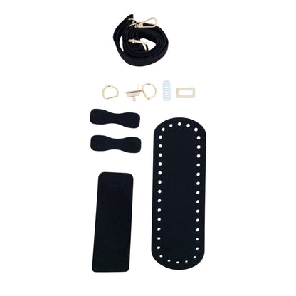 Set de accesorios para bolso – Base, correa y cierre (para trapillo, algodón o cordón)