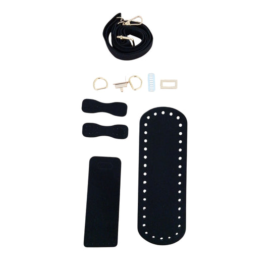 Set de accesorios para bolso – Base, correa y cierre (para trapillo, algodón o cordón)