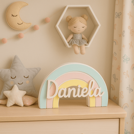 Arcoíris Infantil Personalizado con Nombre en Impresión 3D | Decoración Única