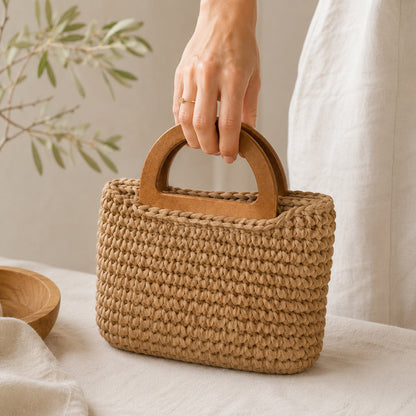 Asas de madera semicirculares para bolso de mano · 12 cm · Par