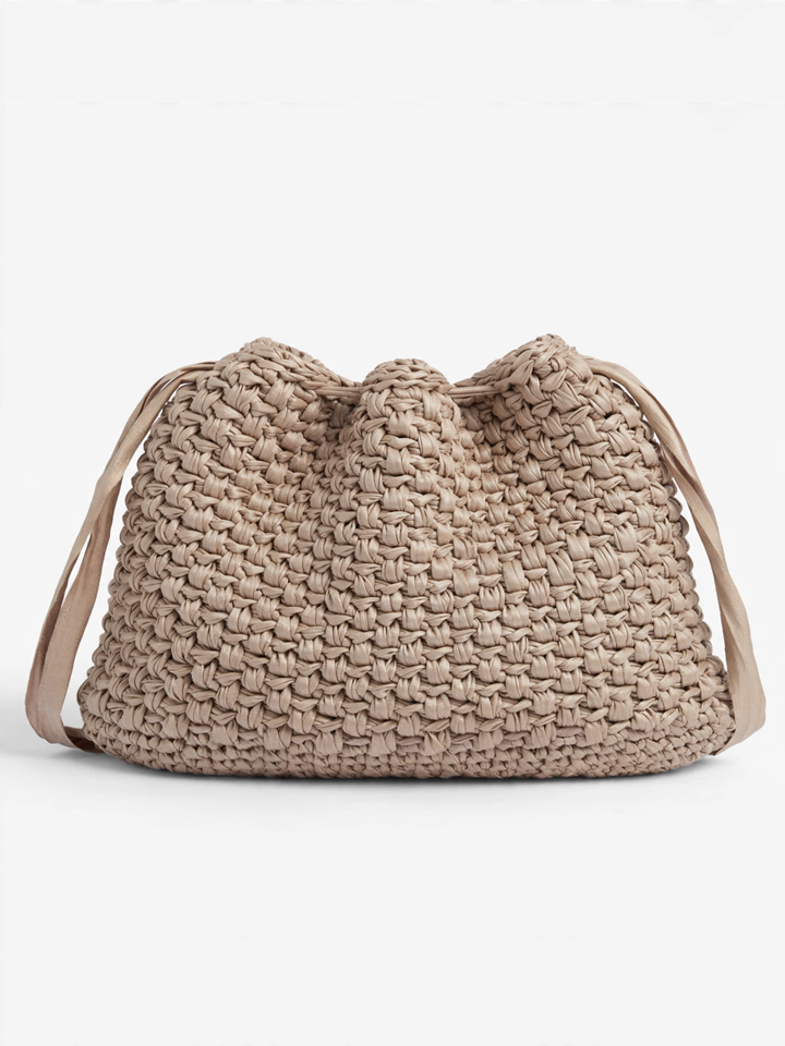 Bolso Clutch Crochet Artesano Beige Satinado - 28x17cm - Hecho a Mano en España | TRAPILLALI