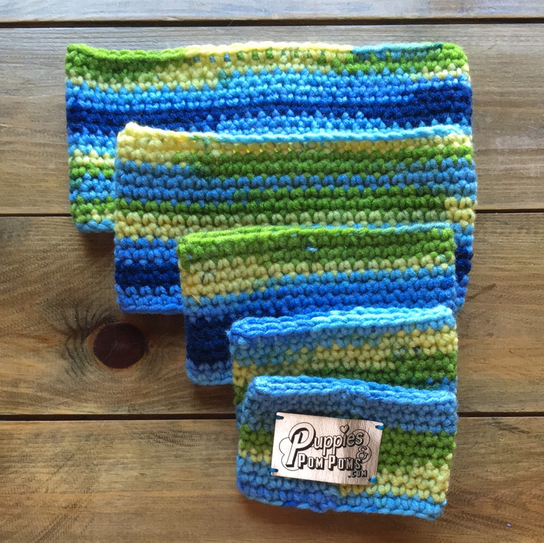 Rainbow Blues Crochet Dog Snood / Buff
