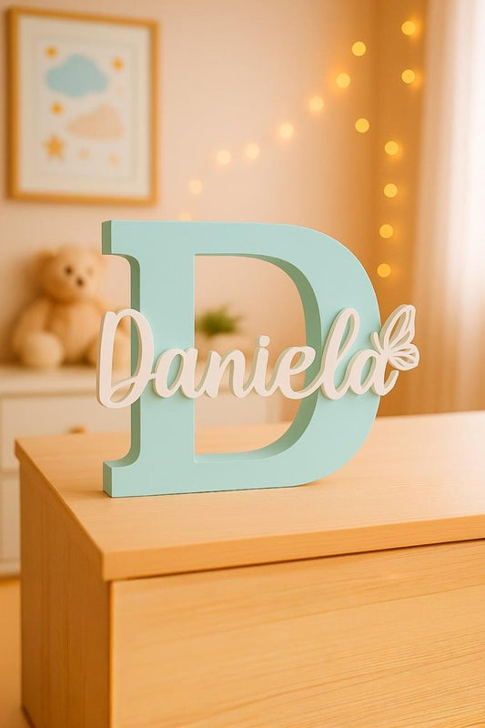 Letrero Inicial + Nombre Personalizado 3D | 24cm Decoración