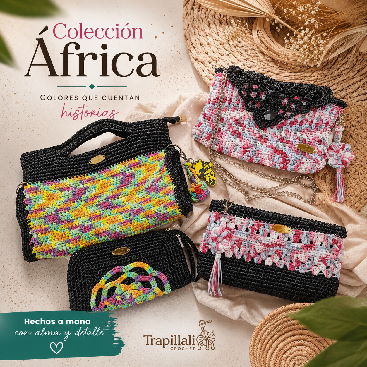 Bolsos a crochet. Colección África